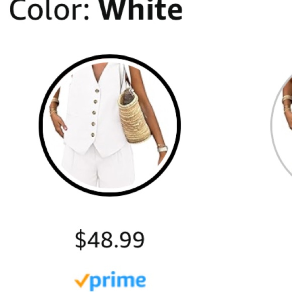 pretty garden White vest short set - Picture 7 of 7